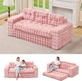 Hobestluk 3-Seater Sofa Boneless Couch with Tufted Button Design 2 in 1 Comfy Cloud Couch Oversized Sofa for Living Room Bedroom Apartment or Office (Pink, 3 Seater)