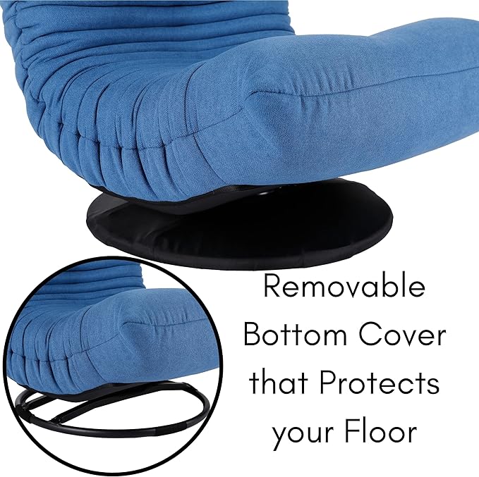 BIRDROCK HOME Swivel Floor Chair - 360 Adjustable Memory Foam Lounge Seat - Gaming - Comfortable Back Support - Cushion Dorm Rocker - Comfy for Reading Game Meditating - Fully Assembled (Blue)
