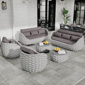 Erotr Lanai Outdoor Furniture Set: 6-Piece Aluminum Woven Rope Patio Conversation Sofa Set w/Table - Modern Cushions Couch Set - No Assembly Metal Porch Seating for Deck Yard Garden Pool Hotel Resort
