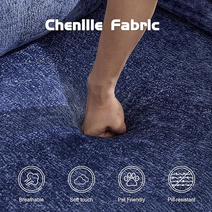 79" Convertible Sofa Bed with Pillows, Corduroy Folding Sleeper Sofa with Fixed-Shape Frame, Boneless Couch for Living Room Bedroom, Floor Sofa Lounge No Assembly Required (Modular Sofa - Blue)