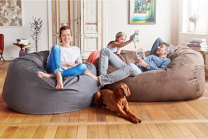 Lumaland Luxurious 3ft Medium Bean Bag Chair with Microsuede Cover - Ultra Soft, Foam Filling, Washable Bean Bag Sofa for Adults, Teenagers, Kids, Pets - Sack Chair for Living Room, Bedroom - Black
