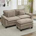 URRED Cloud Couch Modular Sectional Sofa, 87" Modern L Shaped Deep Seat Sofa with Ottoman & Pillows, Ultra Comfy Chenille Couches for Living Room, Bedroom or Apartment, Khaki