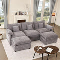 GOSUHI 108" U Shaped Couch, Modular Sectional Sofa, 3-Seater Comfy Cloud Couch with Movable Ottoman, Deep Seat Couches for Living Room, Chenille, Slate