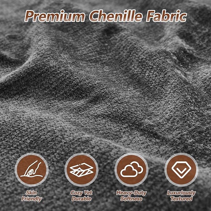 WUTUTUEE Boneless Chair, Double-Layer Armless Floor Sofa with High Density Memory Foam, No Assembly Togo Sofa, Chenille Bean Bag Chairs for Living Room, Bedroom, Comfy Cloud Chair (Grey)