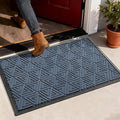 Yimobra Outdoor Mats for Front Door 29.5x17, Stops Mud & Dirt at Entrance, Fits Garage & Patio, All-Weather Waterproof Non Slip Outdoor Indoor Welcome Mat, Blue