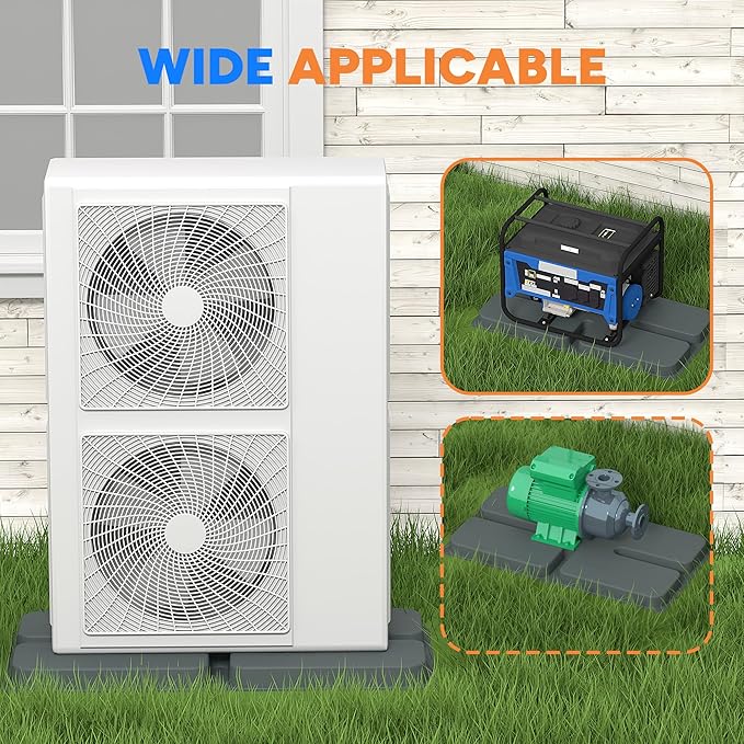 Toutgood Mini Split Pad for Condenser: Ground Base for Air Conditioner Outdoor Condenser Units, Plastic Equipment Pad for Ductless Minisplit Heat Pump Systems HAVC, Gray, 34.6" x 18.1" x 2"