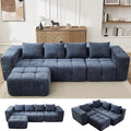 119" Boneless Couch, Cloud Sectional Couch with Deep Seat, High-Density Memory Foam and Chaise, Sectional L Shaped Sofa, Boneless Couches for Living Room, No Assembly Required Tufted Sofa, Blue