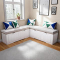 L-Shape Corner Bench with Hidden Storage, Shoe Benches with Cushion,63”Kitchen Corner Nook Bench Seating& Entryway Shoe Bench,Space-Saving Wood Corner Bench for Small Spaces,White, 63"*63"*17.7"