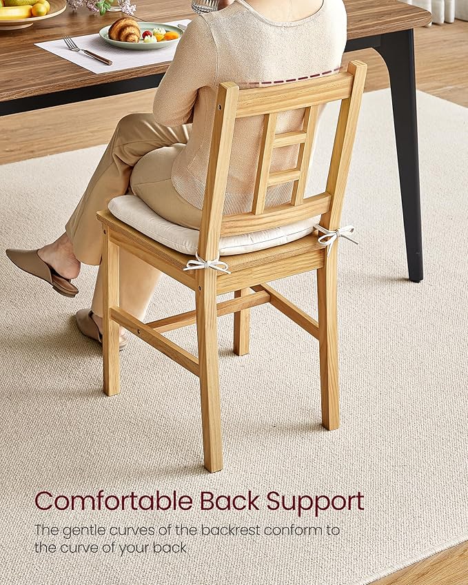 VASAGLE Wooden Dining Chairs, Set of 2, Kitchen and Dining Room Chairs, Removable Cushion, Curved Back, Each Supports 264 lb, Golden Oak UKDC150N01