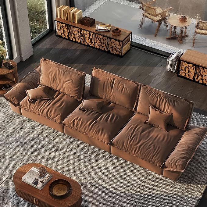 POVISON Oversized Modular Sectional Sailboat Sofa for Living Room with Adjustable Backrest Sectional Couches Large Deep Sofa Set 3 Seats Big Comfy Cloud Couch for House Office