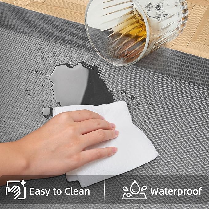 2 PCS Anti Fatigue Kitchen Mats for Floor, Grey 9/10 Extra Thick Cushioned Standing Desk Mat, Comfort Memory Foam Ergonomic Rugs and Mats Non-Slip Waterproof for Office, Kitchen, 20"x32"+20"x48"