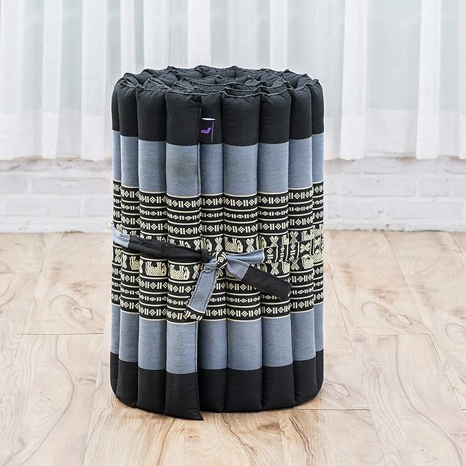 Leewadee - Foldable Floor Mattress - Japanese Roll Up Futon -Trifold Tatami Mat- Guest Floor Bed - Camping Mattress - Thai Massage Mat, Kapok Filled, 75 x 20 inches, Blue