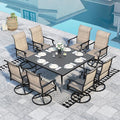 Sophia & William 9 Piece Outdoor Patio Dining Set, Patio Furniture Set with 8 Swivel High Back Patio Dining Chairs and Square Metal Table, All Weather Textilene Fabric for Backyard, Poolside, Balcony