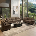 HERA'S HOUSE 3 Pieces Modular Sectional Sofa Sets, Oversized Couch Set with Loveseats and Armchair, Comfy Cloud Couches with Throw Pillows, 6-Seater Deep Seat Sofa for Living Room, Chenille Taupe