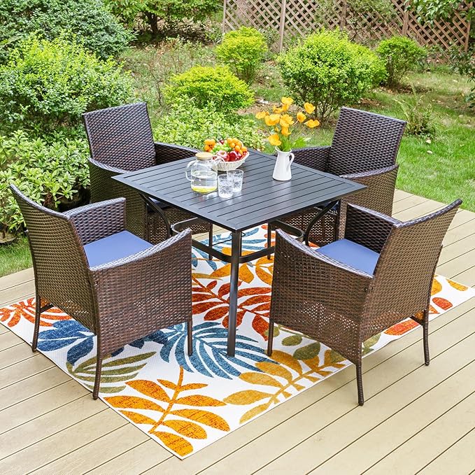 Sophia & William Wicker Patio Chairs Set of 2, 2 Pcs All-Weather Rattan Outdoor Dining Chairs with Seat Cushions