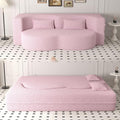 SZLIZCCC 78'' Modern Floor Sofa Bed, Convertible Teddy Fabric Sleeper with 2 Pillows, Modern Teddy Fabric Floor, Foam Folding Mattress for Living Room, Guest Bed, Playroom & Small Spaces (Pink)