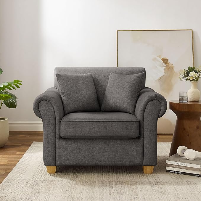 VANOMi 40" W Oversized Accent Chair, Oversized Reading Chair for Living Room, Comfy Reading Nook Chairs for Bedroom, Upholstered Large Chair Armchair Single Sofa for Small Space (Dark Gray)