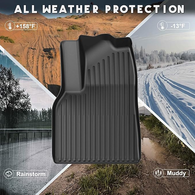 KARPAL Floor Mats for Tesla Model Y Juniper 2025 2026 (5 Seat), All Weather TPE Floor Liners Front & 2nd Row & Cargo Liners, Model Y Juniper Accessories 4PCS