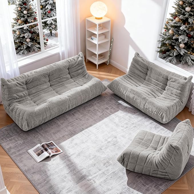 Bean Bag Loveseat Chair Big Sofa Beanbag Chair for Adults Fireside Chair Bean Bag Lounger with Memory Foam Filled for Home,Apartment or Gaming Venue（LGY Teddy）
