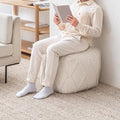 Anji Mountain 100% Handmade & Handcrafted Comfortable Home Décor Pouf Ottoman Footrest for Living Room, Bedroom, Nursery, Kidsroom, Patio Furniture - (19" x 19" x 17"- Ivory)