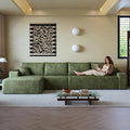 AUGOP 136" Sectional Couches for Living Room Modern Modular Sofa with L-Shape Couchs Upholstered Boneless Couch Deep Seat Sectional Couch with Chaise (Green, Left Facing Chaise+3Seaters)