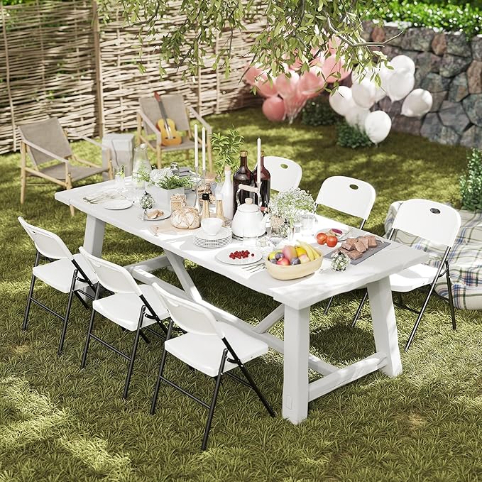 100 Pack Folding Chair, 800 Weight Limit Heavy Duty Plastic Folding Chair Portable Seating for Indoor Outdoor Events, Wedding, Party, Restaurant, Meeting Room White