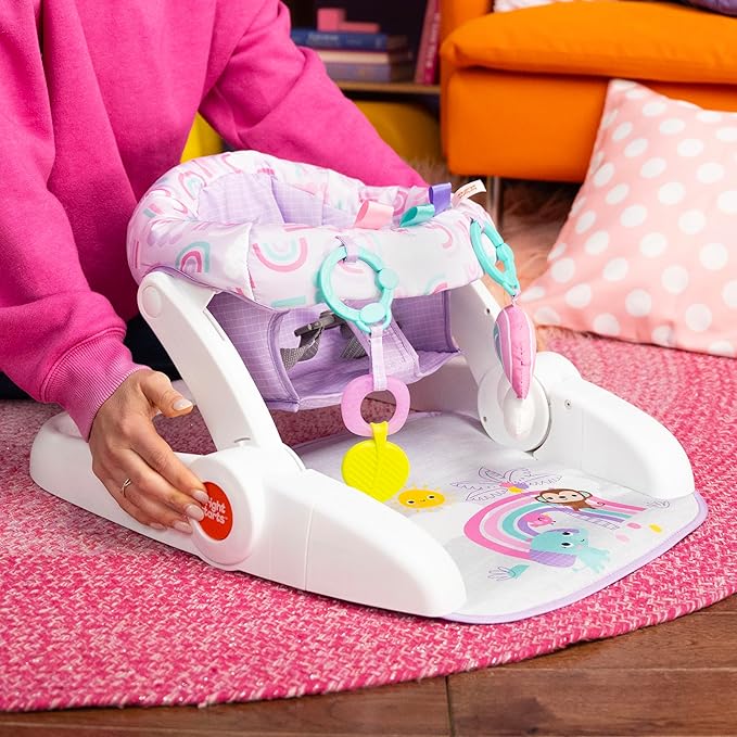Bright Starts Learn-to-Sit 2-Position Baby Floor Seat with Toys, Unisex, 4-12 Months, Purple Paradise
