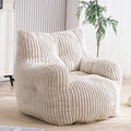 GDFStudio 37" Bean Bag Chair Oversize Bean Bag Lazy Floor Sofa with Back Support Comfy Corduroy Memory Foam Chair with Armrest for Living Room Bedroom, Beige