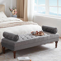 60.2" End of Bed Bench,Large Size Velvet Bench for Bedroom,Upholstered Window Bench with Button-Tufted,Entryway Bench,Storage Bench for Living Room(Gray)