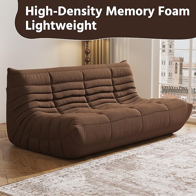 Bean Bag Chair, Fireside Chair, Large Bean Bag Chair for Adults, Bean Bag Chairs for Teens with High-Resilience Foam, Non-Slip Base Floor Lounge Sofa,Living Room (Coffee, 3-Seater)
