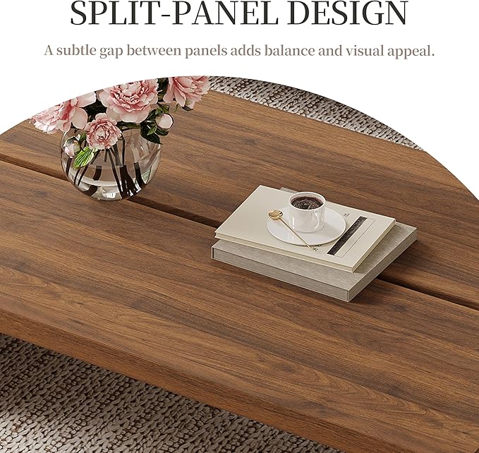 Modern Rectangle Coffee Table, Wood Living Room Table, Walnut Brown Japanese Tea Table for Home Office Apartment, 47.24"