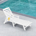 HDPE Patio Chaise Lounge Chair, 78.4'' Adjustable Outdoor Lounger, 5 Positions Poly Lounge Chair with Wheels & Cup Holder, HDPE Outdoor Patio Lounge Chairs for Backyard, Deck, Beach, Pearl