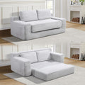 Loveseat Cloud Boneless Couch, Upholstered Floor Sofa with Armrests, 2-in-1 Convertible Corduroy Couch Bed for Living Room, Apartment, Grey