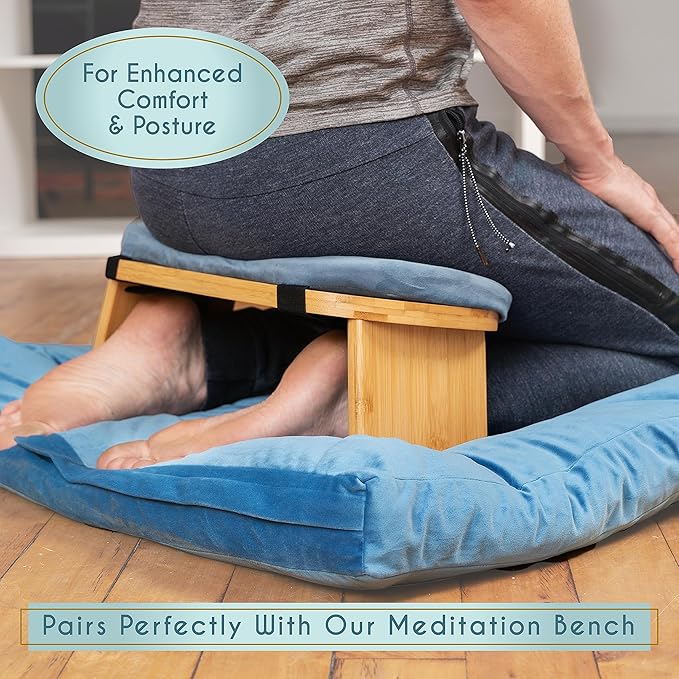 Florensi Meditation Mat Zabuton, Velvet Floor Cushions for Sitting, Meditation Cushions and Pillows with 100% Cotton Insert, Yoga Cushion for Women and Men