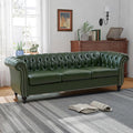 QHITTY Accent Large Sofa, Chesterfield Couch 3 Seater Modern Leather Couch Upholstered Sofa with Tufted Back for Living Room Furniture (Green)