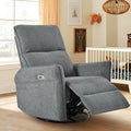 QKFF Power Swivel Rocker Recliner Chair for Nursery, Upholstered Snowflake Velvet 270°Swivel Glider Rocker Chair with USB Ports, Small Power Recliners for Small Spaces Living Room
