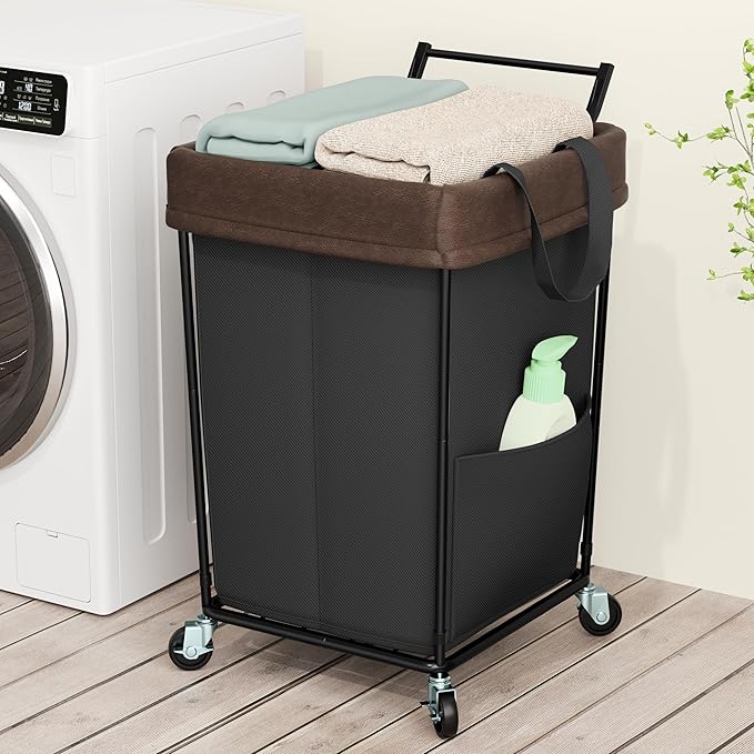 Mefirt 160L Laundry Hamper with Wheels and Handle, 2 Section Large Rolling Laundry Basket Bag with Wheels, Clothes Hamper Cart for Laundry, Bedroom, Bathroom and Dorm