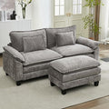 URRED Cloud Couch Modular Sectional Sofa, 87" Modern L Shaped Deep Seat Sofa with Ottoman & Pillows, Ultra Comfy Chenille Couches for Living Room, Bedroom or Apartment, Grey
