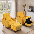 Lumibee Accent Chair with Storage Ottoman, Upholstered Comfy Reading Chair with Adjustable Reclining Backrest, Corduroy Fabric Lounge Chair Armchair for Living Room Bedroom, Set of 2, Orange
