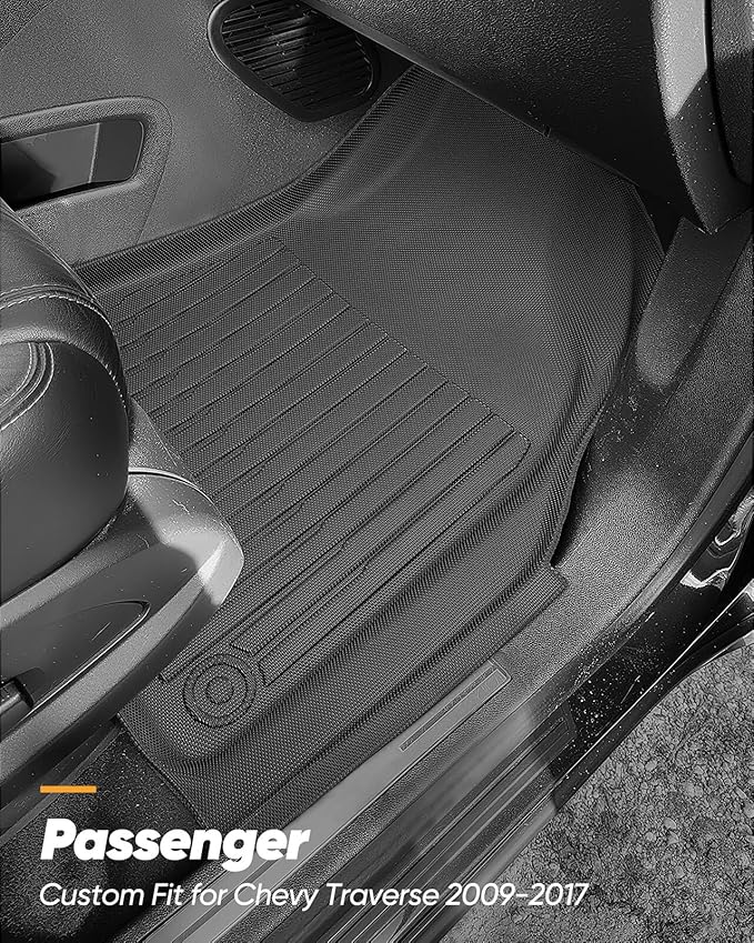 All Weather Floor Mats & Cargo Liner Custom Fit for Chevy Traverse 2009-2017 (Only Fits Captain's Chairs), Front 2nd Backrest Trunk Mats for Buick Enclave 2009-2017, TPE Anti-Slip Car Accessories
