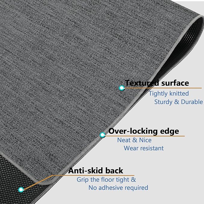 Chair Mat for Hardwood & Tile Floor, 47" x 52" Heavy Duty Office Chair Mat for Rolling Chairs Easy Glide, Anti Slip, Non-Curve, Floor Protector for Home Office, Gray