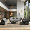 HERA'S HOUSE 3 Pieces Modular Sectional Sofa Sets, Oversized Couch Set with Loveseats, Comfy Cloud Couches with Throw Pillows, 7-Seater Deep Seat Sofa for Living Room, Corduroy Grey