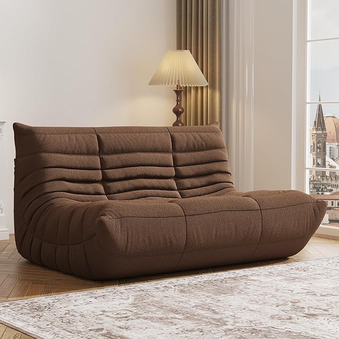 Bean Bag Chair, Fireside Chair, Large Bean Bag Chair for Adults, Bean Bag Chairs for Teens with High-Resilience Foam, Non-Slip Base Floor Lounge Sofa,Living Room (Coffee, Loveseat)