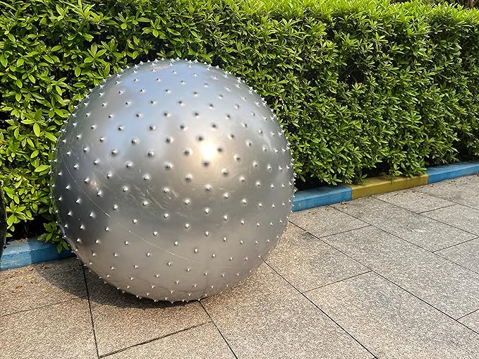 penepico Large Sensory Massage Ball for Kids, 33.5" 85CM Bouncy Exercise Balls, Big Inflatable Toys with Tactile Spikes, Outdoor Giant Yoga Ball, Large Beach Balls(Grey)