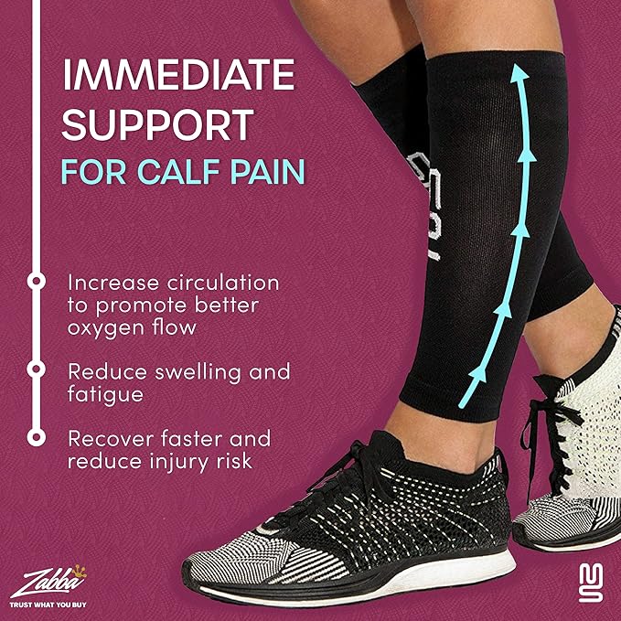 Modetro Sports Calf Compression Sleeves - Leg Sleeves for Men and Women - Shin Splint Relief Support Brace Running Flights