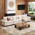 MIXPATIO 157.5" Cloud Modular Sectional Sofa, 4-Seater w/Deep Seat & Removable Arms, Plush Corduroy for Living Room - Beige
