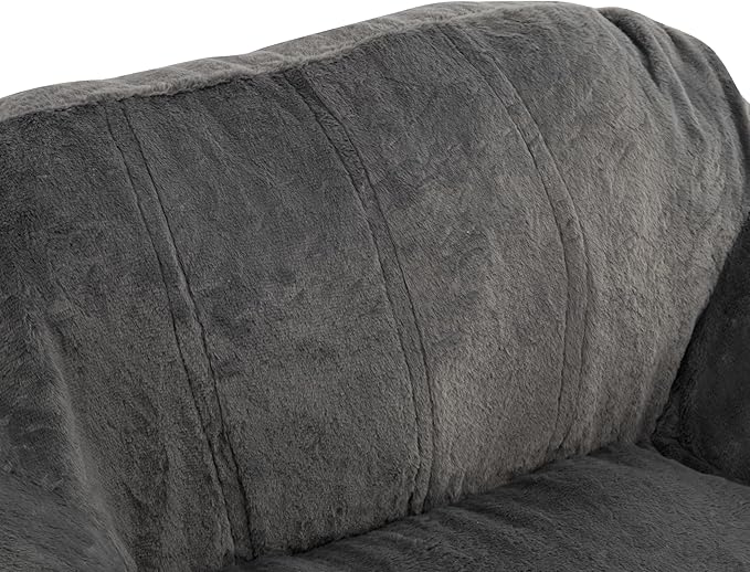 Indoor Bean Bag Chair,Faux Fur Lounge Seat with Shredded Memory Foam Fill – Ergonomic, Eco-Friendly, Comfort Space-Saving Floor Seating for Bedroom Dorm Apartment Living Room,Gray