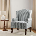 DREAMSIDEA Accent Chair, High Back Upholstered Armchair with High Resilience Sponge & Wood Legs, Mid-Century Modern Comfy Single Sofa Reading Chairs for Living Room, Bedroom (Stripe Grey, Set of 1)