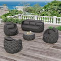 Erotr Aluminum Outdoor Patio Couch Set: 5 Pieces Woven Rope Porch Furniture Sofa Set - Metal Modern Deck Conversation Set - All Weather Assembled Courtyard Seating for Backyard Hotel Resort, Dark Grey