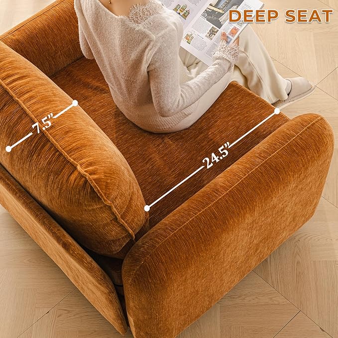 Oversized Accent Chair with Ottoman,All Seats Storage,Comfy Big Armchair,24.5'' Deep Seat,Upholstered Living Room Chairs,Reading Chair,Lounge Chair for Bedroom,Office,Chenille,Yellow